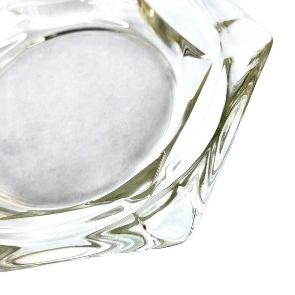 Heavy Clear Glass Cigar Ashtray Hexagon 6 Sides Slots 8.5 Inch MCM Vintage - Picture 3 of 6